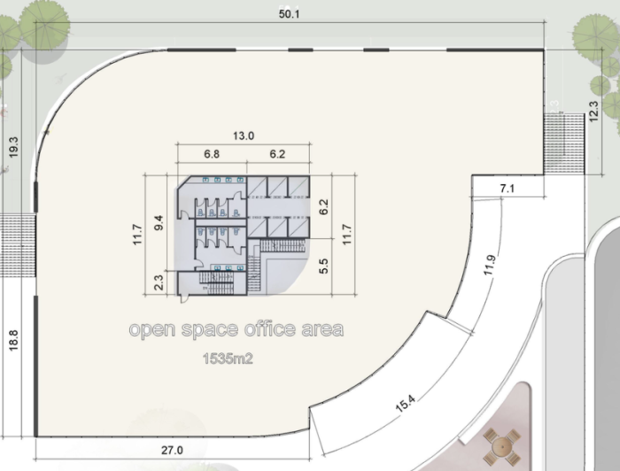 الدور الارضي للمبنى الاداري